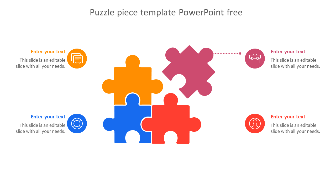 MultiColor Puzzle Piece Template PowerPoint Free Slide